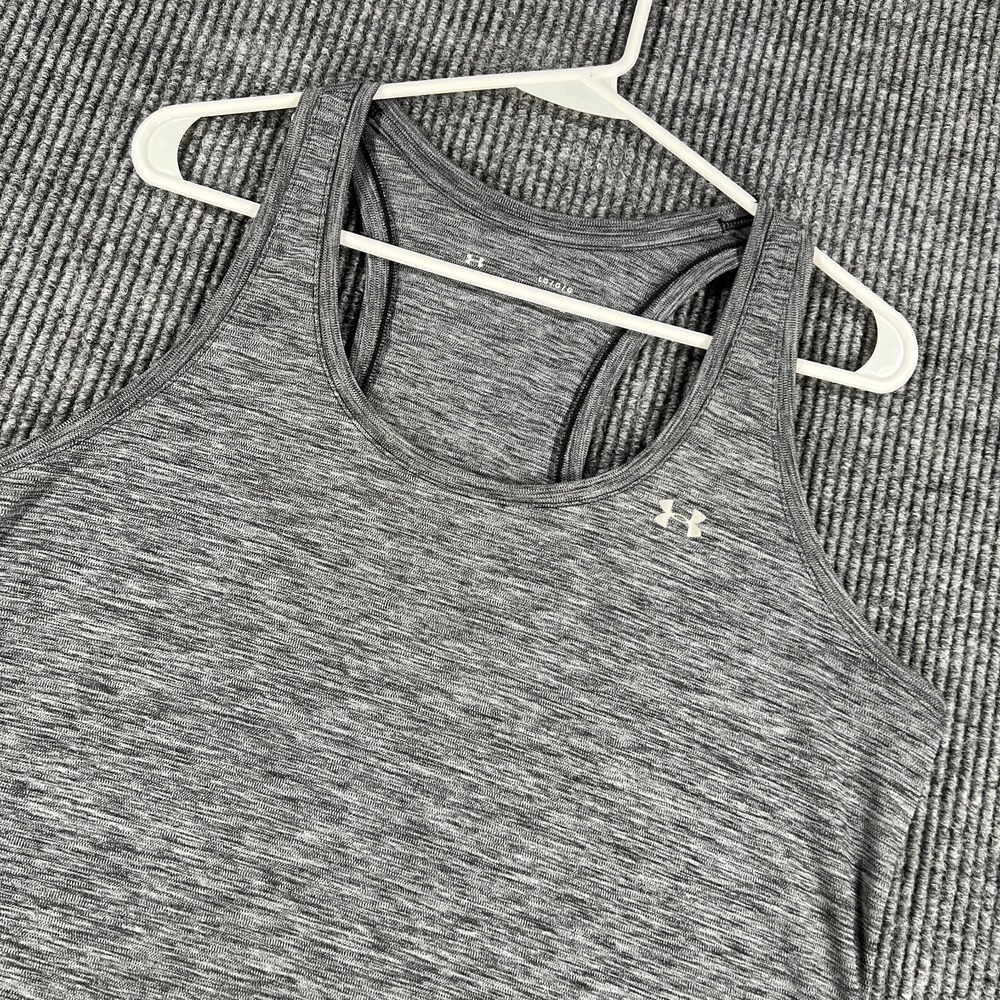 Under Armour Tank Top Womens Large Gray Sleeveless Heat Gear Loose Fit Gym Run